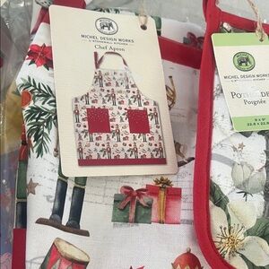 Red Holiday Chef Apron and potholder